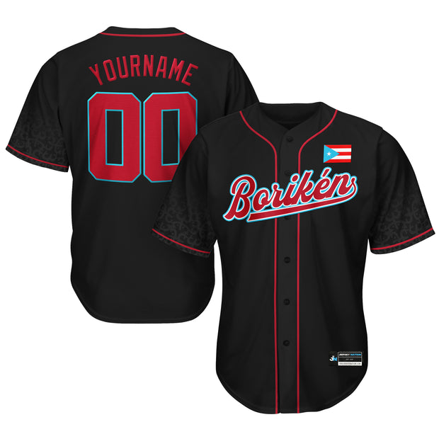Puerto Rico Black Azul Celeste Boriken Heritage Custom Baseball Jersey