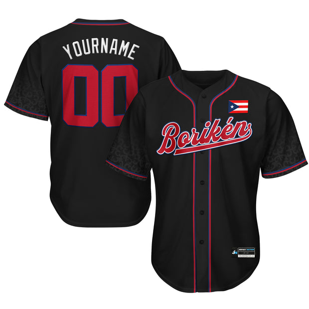 Puerto Rico Black Boriken Heritage Custom Baseball Jersey 