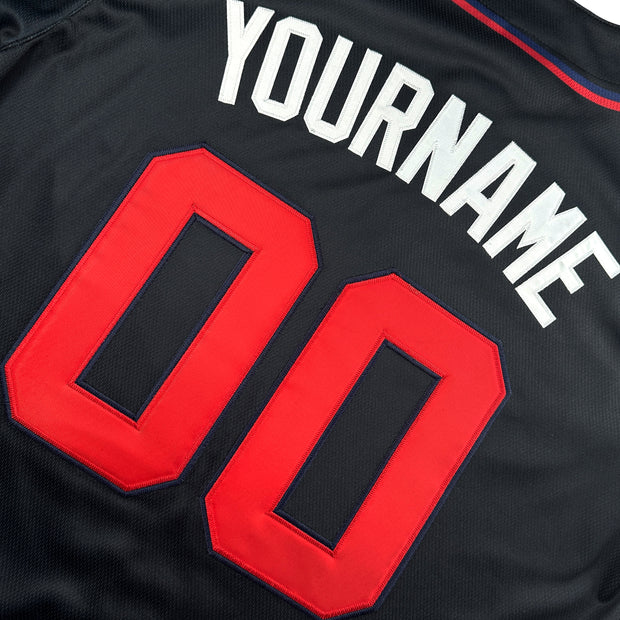Puerto Rico Black Boriken Heritage Custom Baseball Jersey Closeup Customized Embroidered 