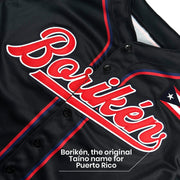 Puerto Rico Black Boriken Heritage Custom Baseball Jersey Closeup Embroidered