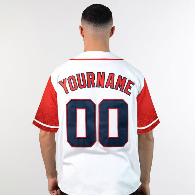 Puerto Rico Borikén Heritage Custom Baseball Jersey Navy-Blue and White Customized Back Model