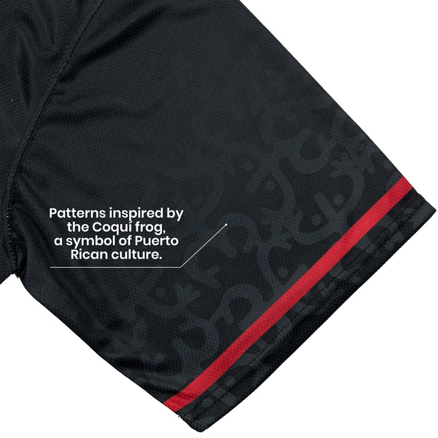 Puerto Rico Heritage Black-Azul Custom Baseball Jersey Sleeves