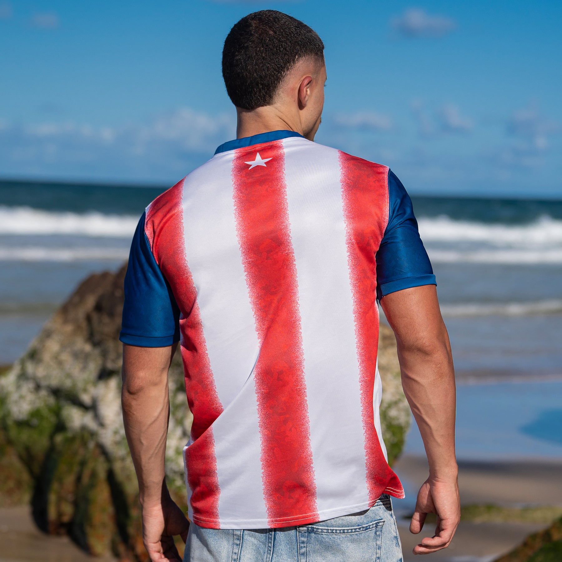 Puerto Rico Heritage Custom Football Jersey Back