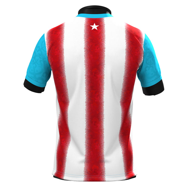 Puerto Rico Heritage Custom Football Jersey Soccer Azul Celeste Back Shirt