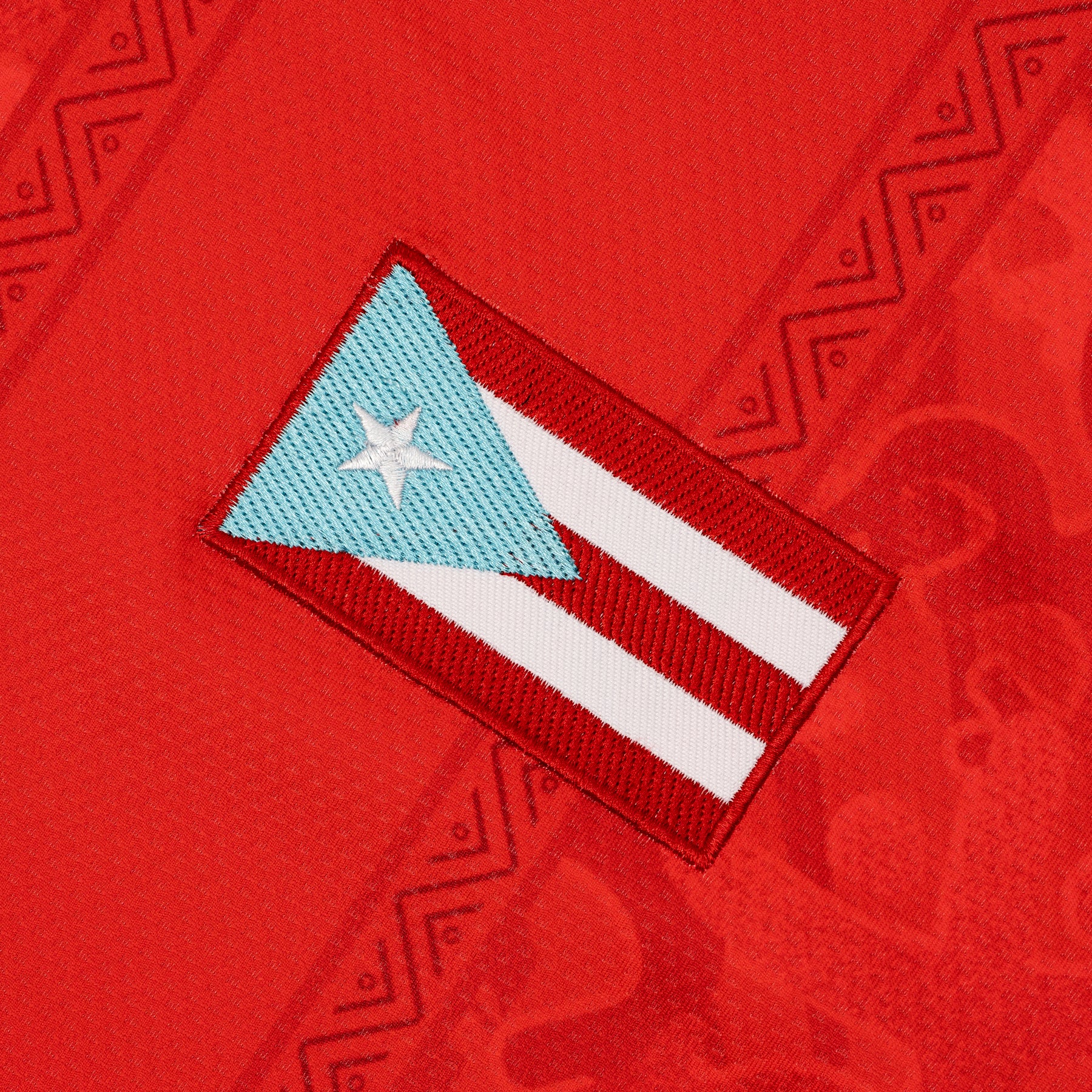 Puerto Rico Heritage Retro Custom Football Jersey Stitched Flag Closeup