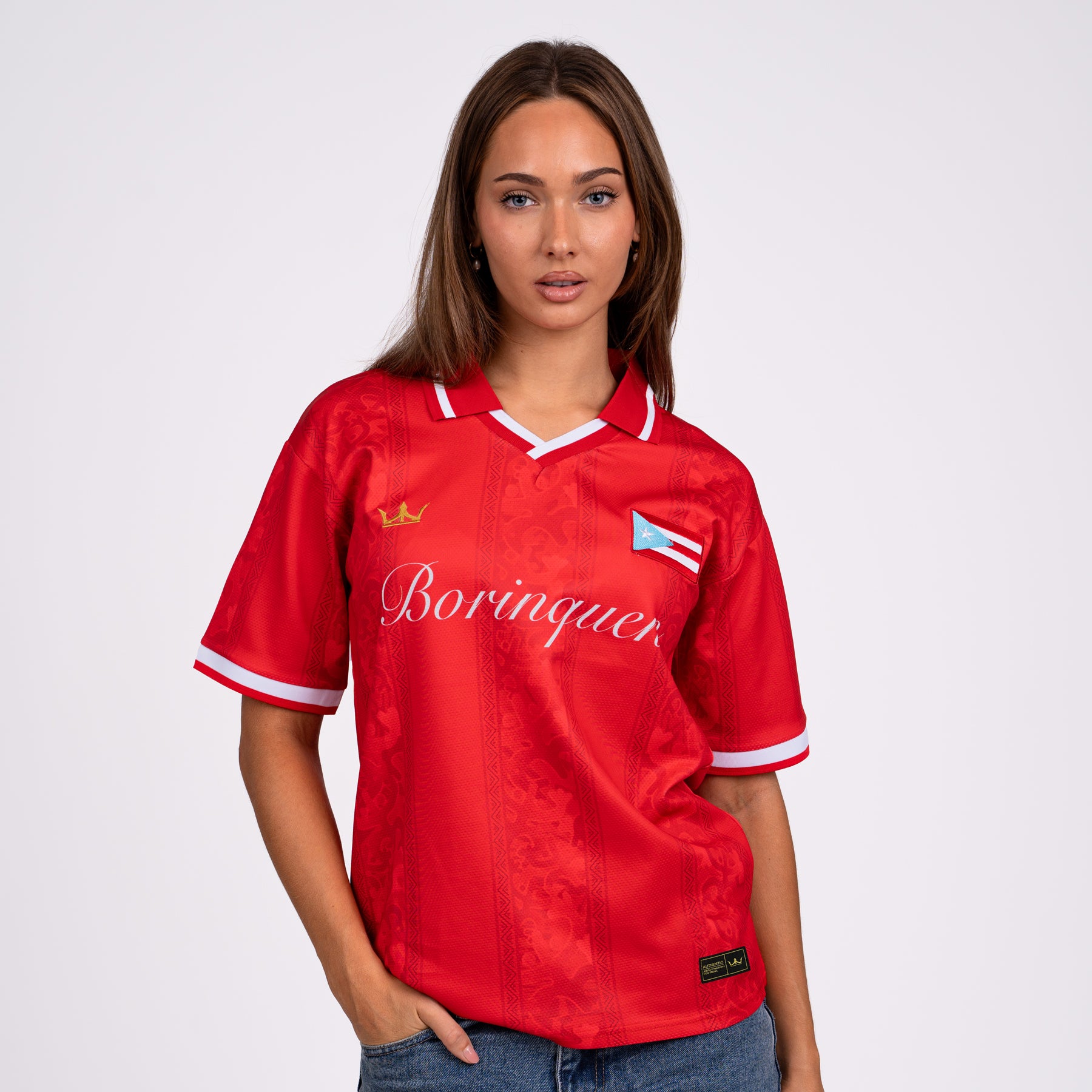 Puerto Rico Heritage Retro Custom Football Red Womens Jersey Sleeves Model Soccer World