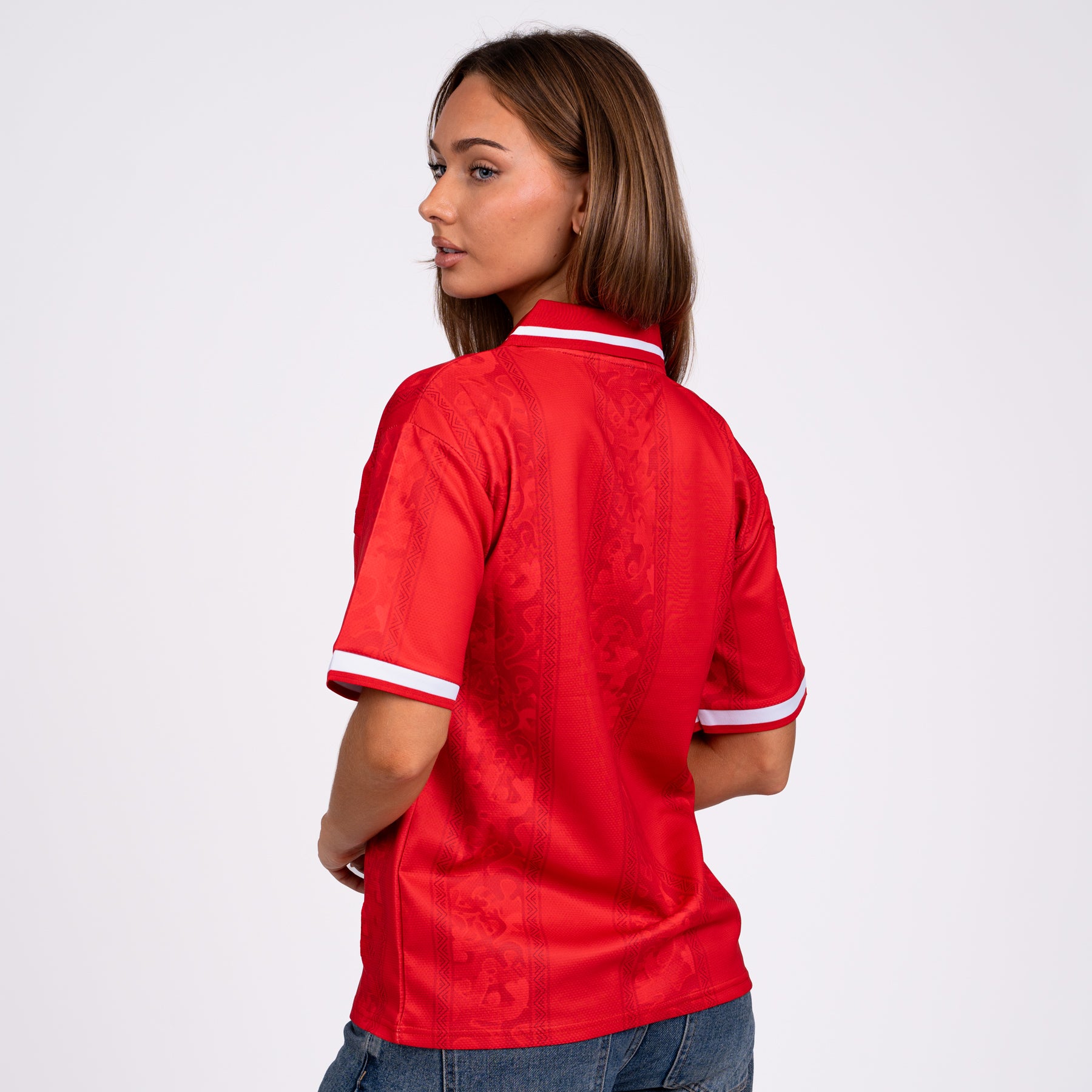 Puerto Rico Heritage Retro Custom Football Red Womens Sleeves Jersey Back Model Soccer World