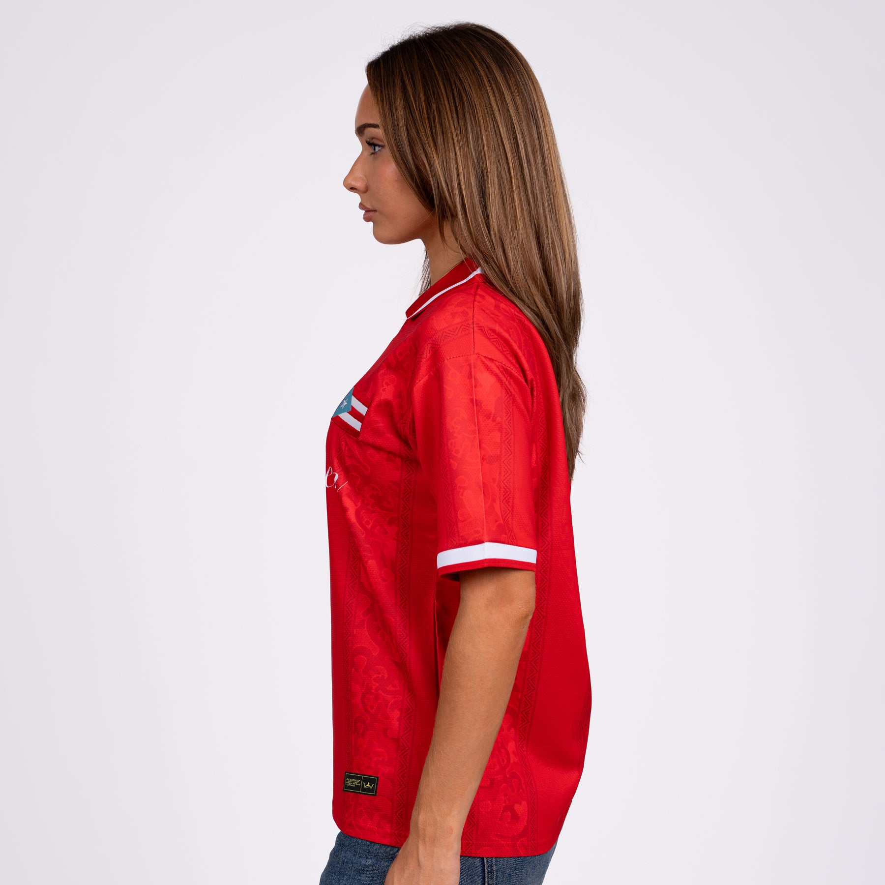 Puerto Rico Heritage Retro Custom Football Red Womens Sleeves Jersey Sleeves Model Soccer World