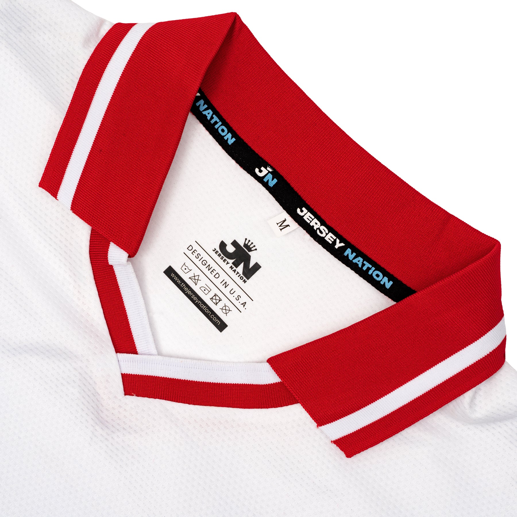 Puerto Rico Heritage Retro Custom White Football Jersey World Shirt Collar Closeup 