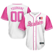 Puerto Rico White Pink Boriken Heritage Custom Baseball Jersey