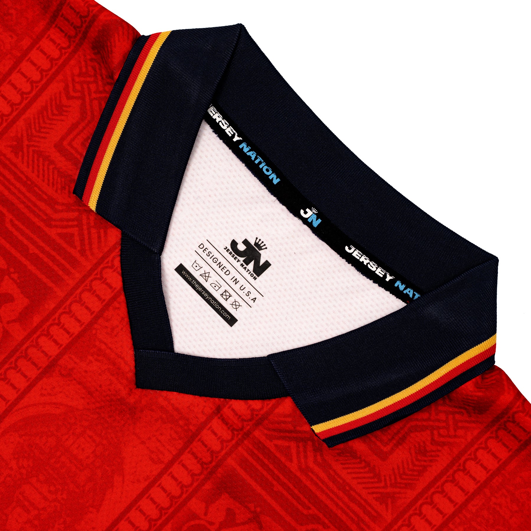 Spain Heritage Retro Custom Football Jersey Throwback Collar Closeup World Soccer Shirt Spanish