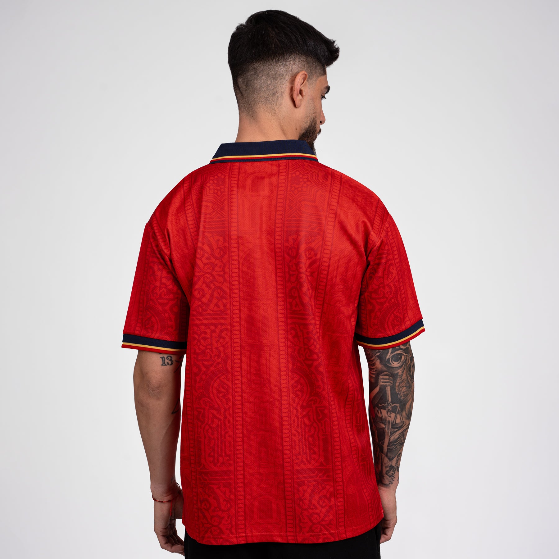 Spain Heritage Retro Custom Football Jersey World Shirt Sleeves Back