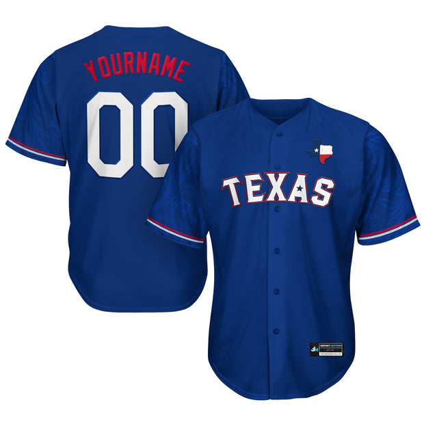 Texas Heritage Lone Star Custom Baseball Jersey Blue