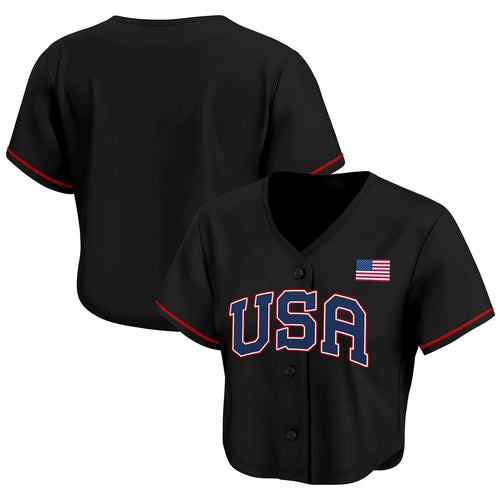 USA Heritage Cropped Baseball Jersey Black
