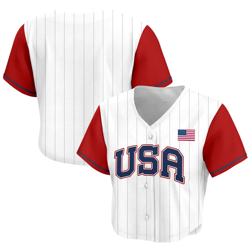 USA Heritage Cropped Baseball Jersey White