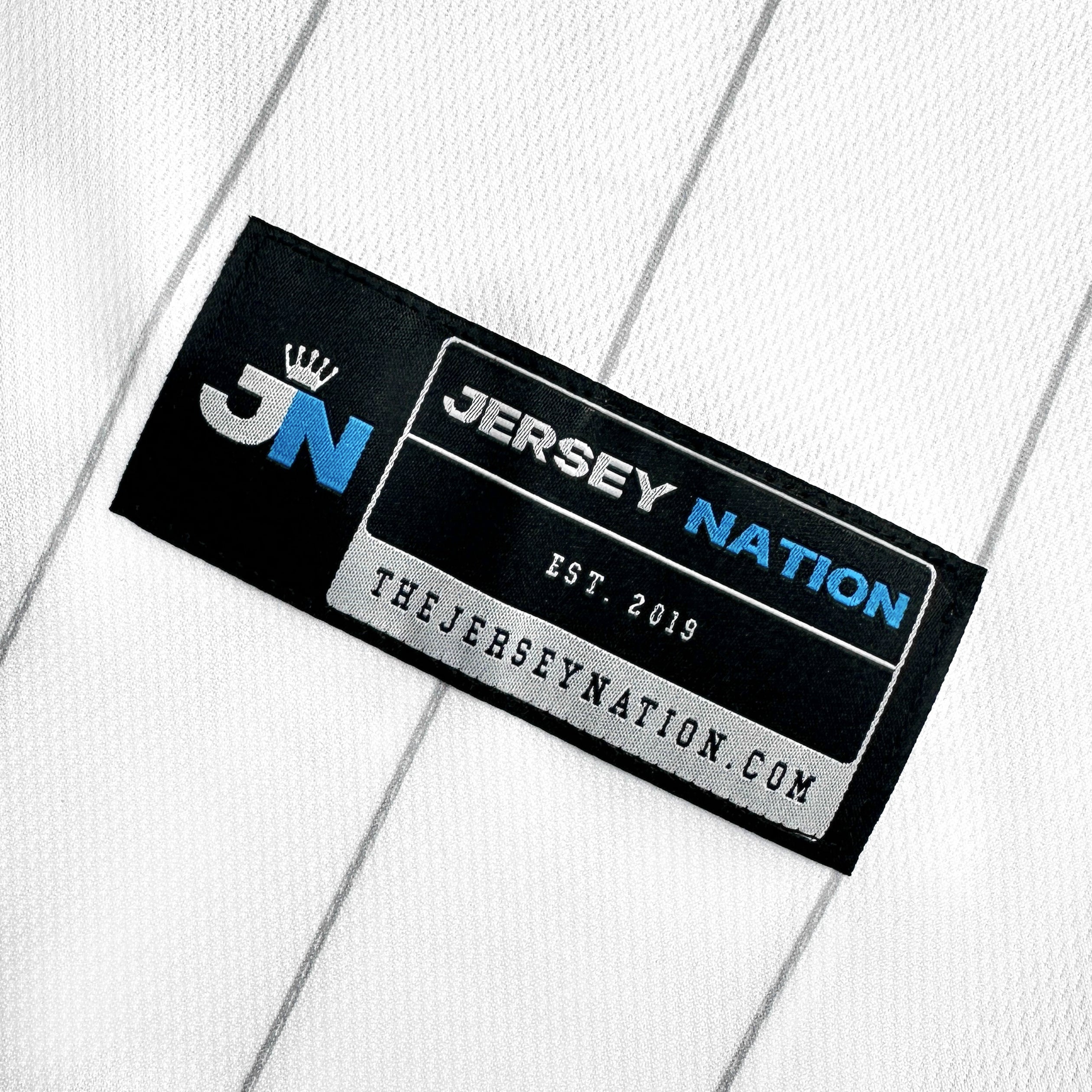 USA Heritage Custom Baseball Jersey White Pinstripes Closeup Back American