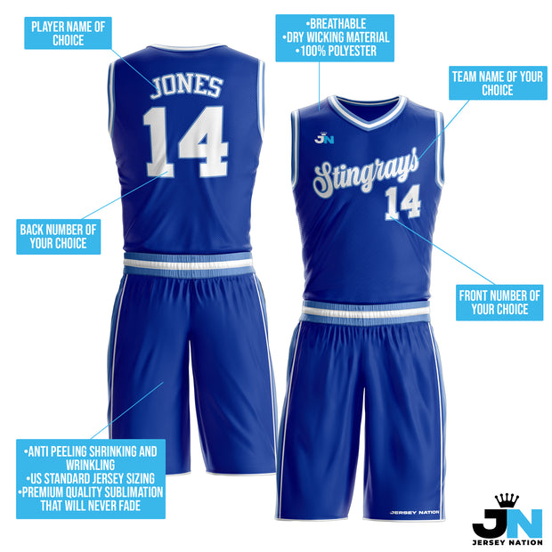 Crenshaw Blue Custom Basketball Team Uniform Set